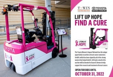 Toyota Material Handling auctions special forklift for National Breast Cancer Awareness month