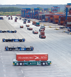 Demag Cranes and HHLA Begin Fleet Operation with Battery-driven Container Transport Vehicles