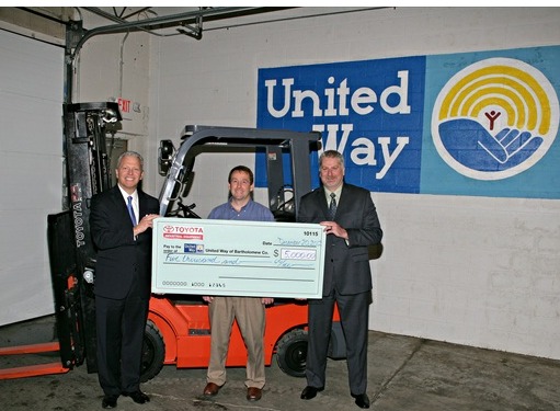 Toyota donates lift trucks to columbus,IND.community