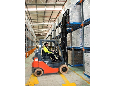 Natures Organics installs Toyota forklifts for narrow drive-in racking