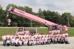 Terex donates pink paint job on phoenix crane’s t 340-1 truck crane to help raise awareness and fund