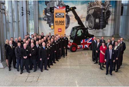 JCB celebrates its 10,000th forklift truck by painting it in the colours of the Union Flag