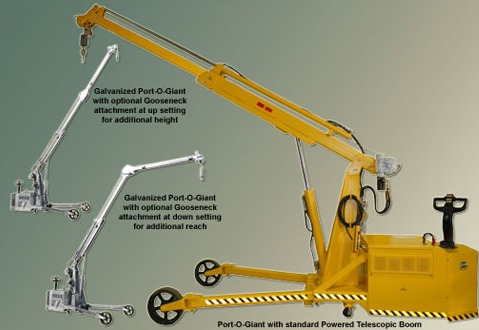 Air Technical Industries, ATI, new mobile crane, giant, portable with adjustable goose neck boom att