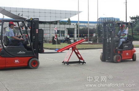 Tournament of Linde Cup Forklift Truck Competition is on going