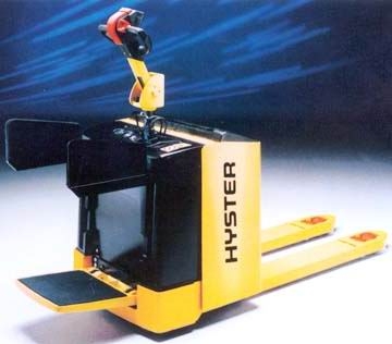 Hyster Stand-on-board Electric Pallet Truck  _ForkliftNet.com