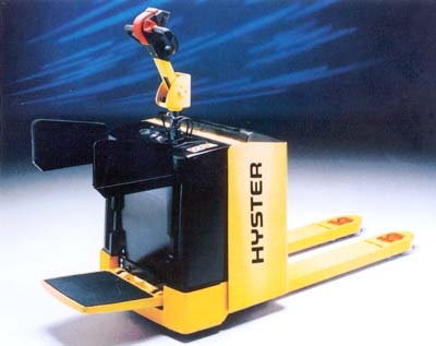 Hyster Stand-on-board Electric Pallet Truck  _ForkliftNet.com